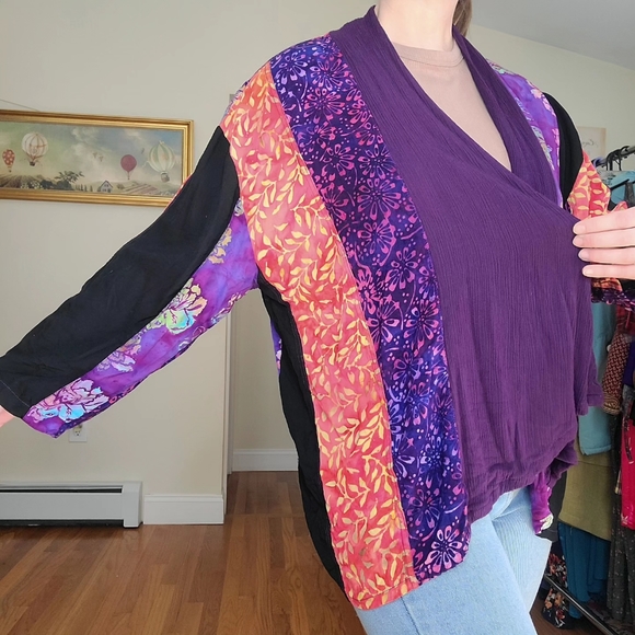 🌈 SOLD 🌈Modern boho bohemian patchwork kimono cardigan - Mexicali Blues - Picture 3 of 8